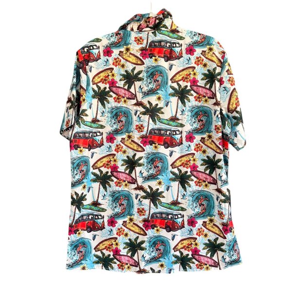 Yoimira Floral Aloha Beach Hawaiian Button-Down Shirt Men's Large Multicolor - Picture 2 of 7